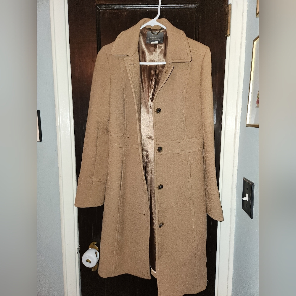 J. Crew Tan Trench Coat with Belted Waist and Wide Lapels